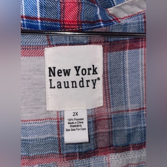 NEW York Laundry Plaid Button Down Shirt Women’s XXL EUC - Picture 2 of 4